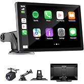 9" Wireless Apple Carplay Screen for Car with OTA Update, Backup Camera | Touchscreen Apple Carplay &amp; Android Auto with Voice Control/GPS Navigation/Mirror Link/Bluetooth 5.0/AUX/FM