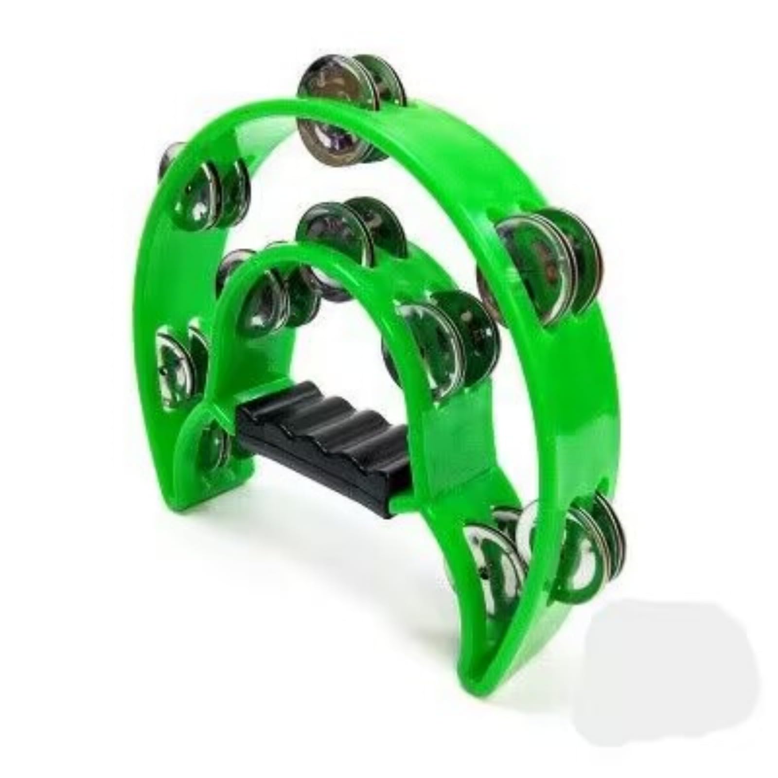 Hand Tambourine Double Row Metal Jingles Bell Half Moon Hand Percussion Tambourines Musical Instrument Gifts,Green