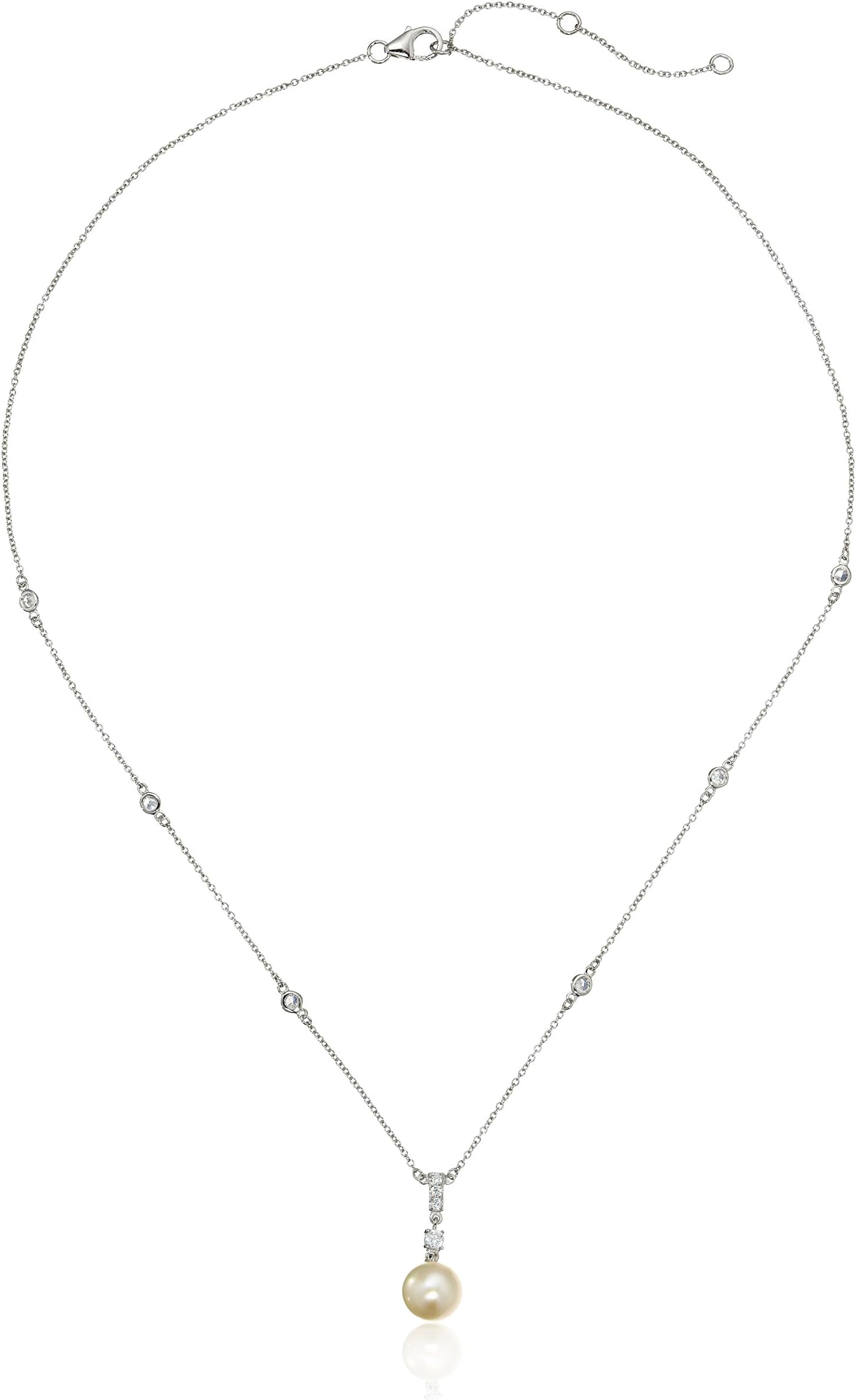 Crislu Platinum Plated Sterling Silver Cubic Zirconia Bridal Pendant