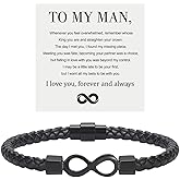 Angyape To My Man, Infinity Leather Bracelet Husband Gifts from WifeI Love You Forever and Always Bracelets Boyfriend Anniversary Birthday Christmas Fathers Gifts for Men Son Grandson