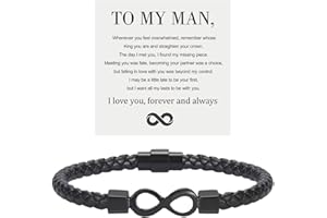 ANGYAPE To My Man, Infinity Leather Bracelet Husband Gifts from WifeI Love You Forever and Always Bracelets Boyfriend Anniversary Birthday Christmas Fathers Gifts for Men Son Grandson