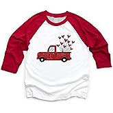 YZMI Boys Valentines Shirt Raglan Sleeve Toddler Kids Truck Dinosaur Love Heart Graphic Outfits