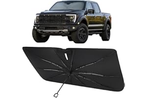 Proadsy Windshield Sun Shade Umbrella for Ford Ranger 2019-2025 2026 Foldable Car Umbrella Sunshade with Soft TPU Handle Spring Structure Crystal Cooling Material Protect Car from Rays & Heat