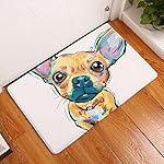 YJ Bear Thin Brown Chihuahua Pattern Non Slip Floor Mat Coral Fleece Home Decor Carpet Indoor Rectangle Doormat Kitchen Floor Runner 16" X 24"