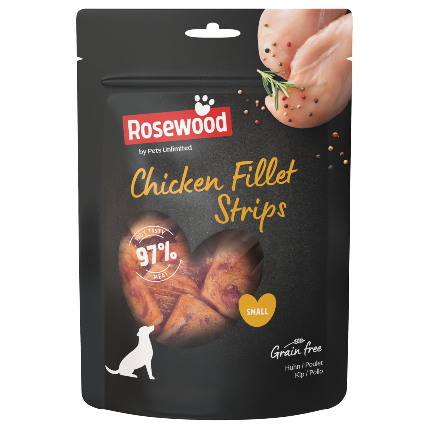 Pets Unlimited Chicken Filet Strips Small, 150g, A premium meaty treat 100% natural with no artificial Colours flavours or preservatives