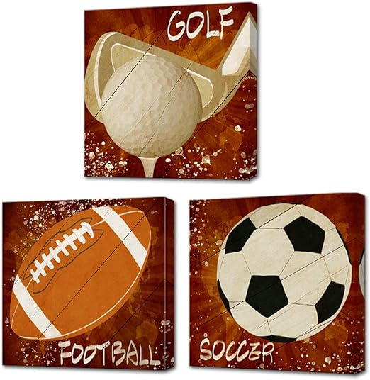 Amazon Com Lovehouse 3 Piece Sport Art Canvas Prints Vintage