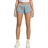 MCEDAR Women's Running Shorts Low Waisted 2.5"，Lightweight Active Workout Quick Dry Gym Athletic Sports Shorts Zip Pocket