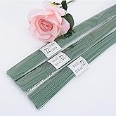 200Pcs Floral Stem Wire 15.7 inch 22 Gauge Floral Wrapped Wire Florist Flower Arrangements Green Crafting Paper Flower Bow Ma