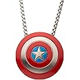 Marvel Comics Officially Licensed Hypoallergenic Stainless Steel Captain America Shield Chain Pendant Necklace, 16"