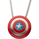 Officially Licensed Hypoallergenic Marvel Comics Stainless Steel Captain America Shield Chain Pendant Necklace, 16"