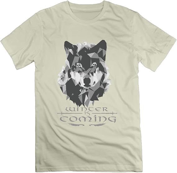 Amazon Poker Warrior メンズ 半袖tシャツ 狼 オオカミ 幾何模様デザイン 勇者紋章 冬来たる オリジナルプリント 夏の王道 シャツ カラー展開 S ベージュ Tシャツ カットソー 通販