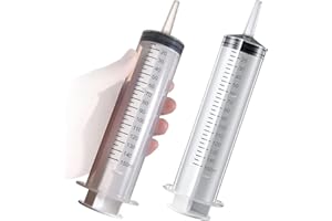 SHISHUYU 2 Pack Large Syringes (150 ML), Large Plastic Garden Industrial Syringes for Scientific Labs, Measuring, Watering, Refilling, Filtration Multiple Uses