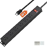 CFMASTER 6 Outlet Heavy Duty Power Strip with Long Power Cord,Mountable Power Strip Without Surge Protector for Garage,Indust
