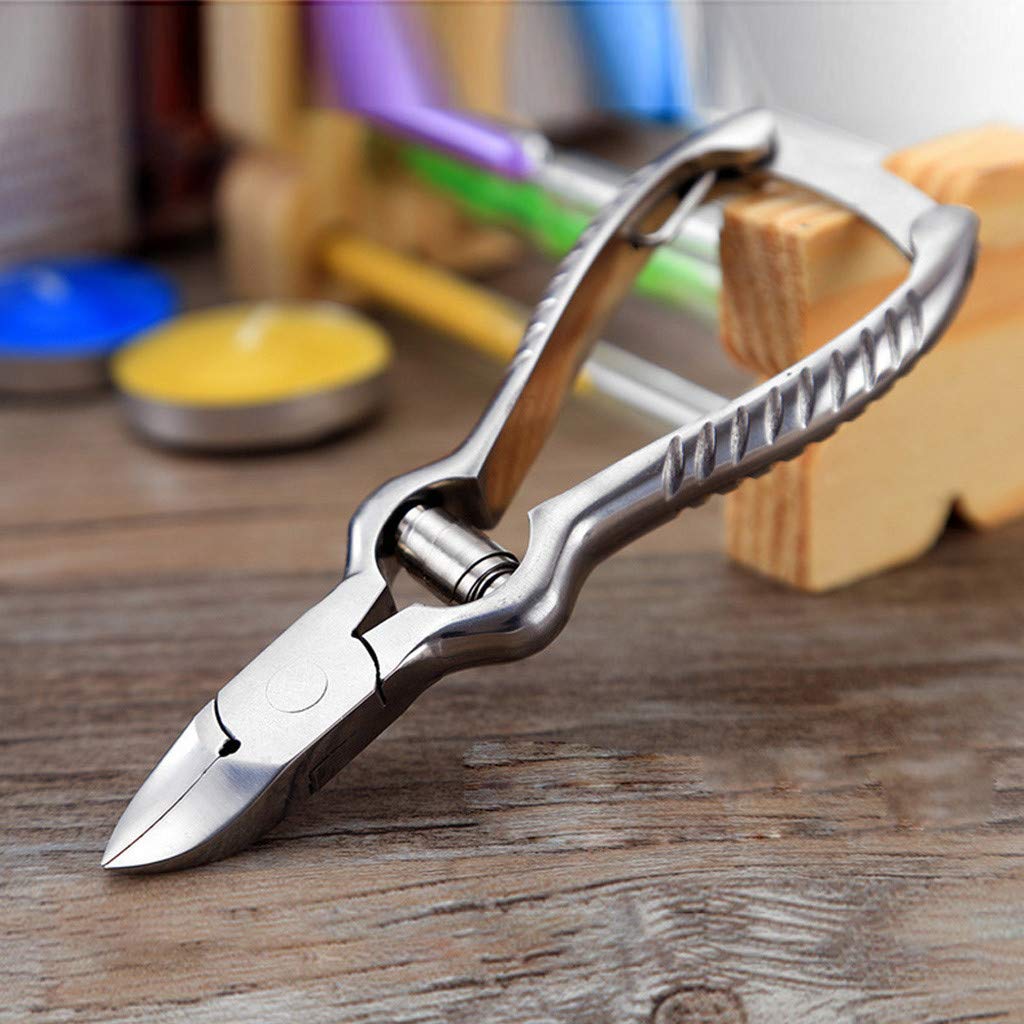 Toenail Clippers for Thick Nails/Nail Nipper, Surgical Steel Grade, Brushed Stainless Steel, 5" Long Podiatrist Tool