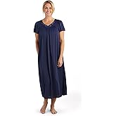 Miss Elaine Nightgown - Women's Long Tricot Nightgown, Short Flutter Sleeves, Comfortable Lightweight Fabric, Sleepwear