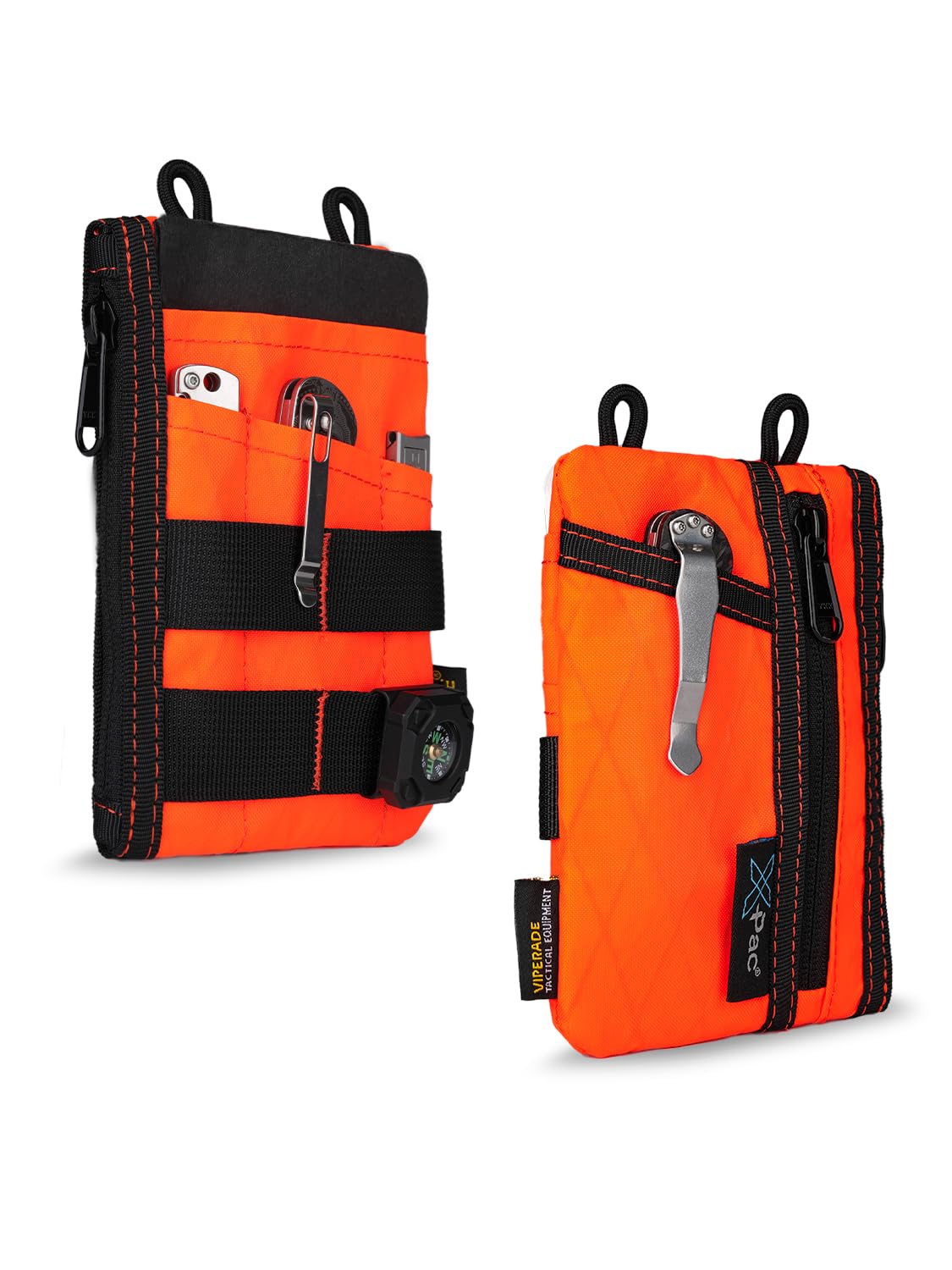 VIPERADE VE16N X-Pac EDC Pouch Tool Organizer, Multifunction Small Tools Pouch with 7 Pockets, EDC Organizer Pouch for Men, Slim Multitools Pocket Organizer for Everyday Carry- Orange