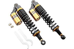 Mallofusa Universal Motorcycle 13.5" 340mm Suspension Air Rear Shock Absorber Gold & Black