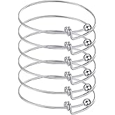 Healifty Stainless Steel Coil Push-Pull Bracelet Adjustable Wire Bangle for Women Diy Jewelry Making with Charms and Beads