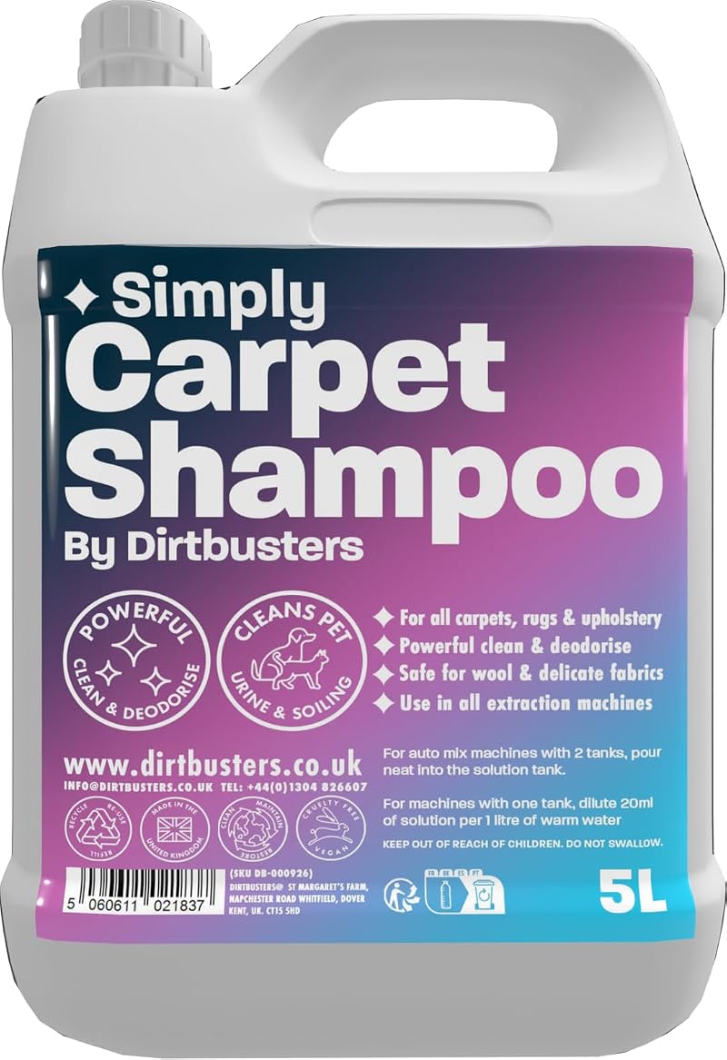 Dirtbusters Carpet Cleaner Shampoo 5L — Powerful Deep Clean & Odour Removal