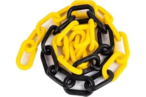 Boxonly Plastic Chain Barriers Link Warning Safety Barrier Parking Space Plastic Chains for Decorative Garden Fence 5mx6mm Yellow Black