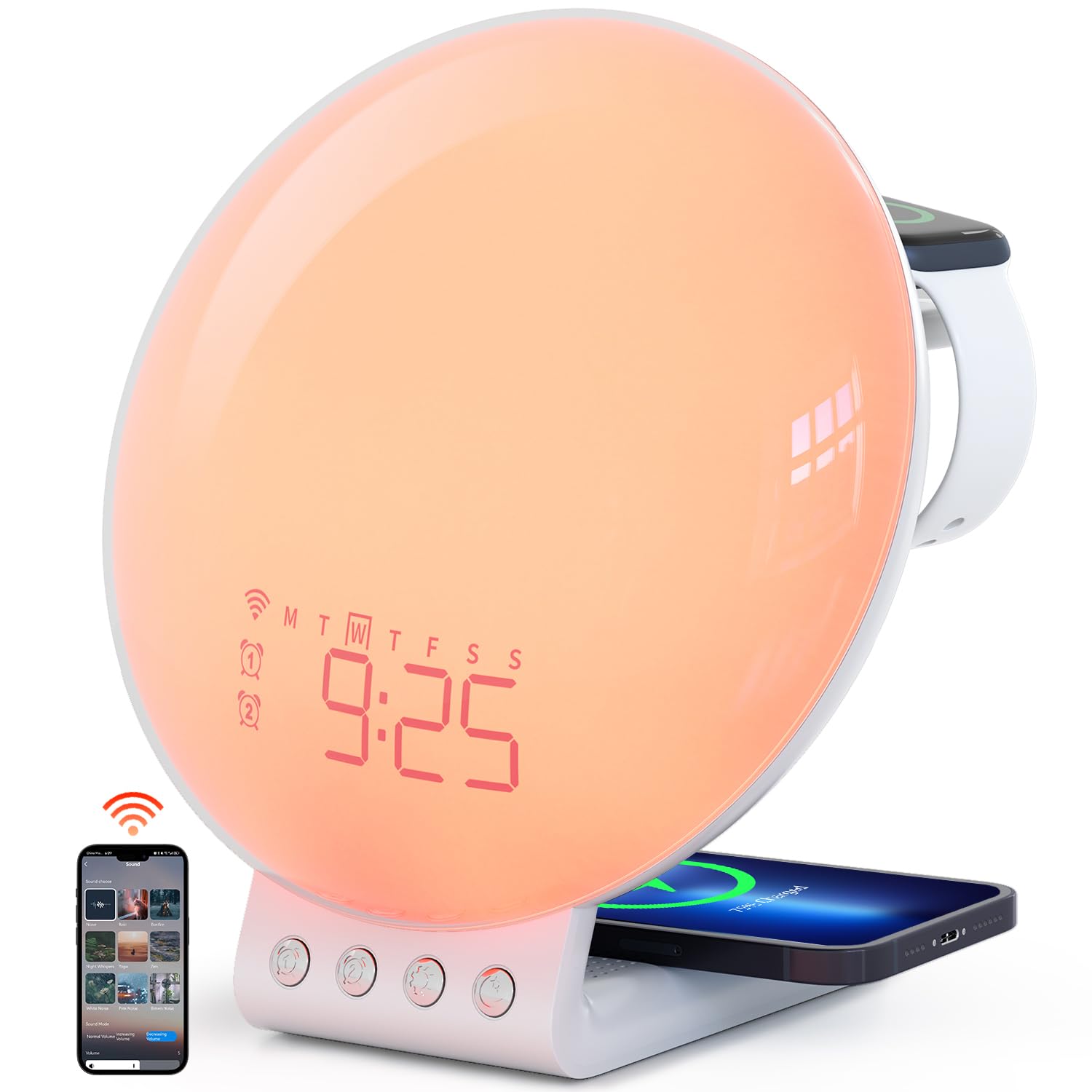 Photo 1 of Dekala Smart Sunrise Alarm Clock with Wireless Charging for Heavy Sleeper Kid Touch & App Control