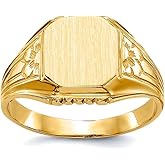 JewelryWeb 14k Yellow Gold Solid Satin Polished Signet Ring Size 6 Ring for Women