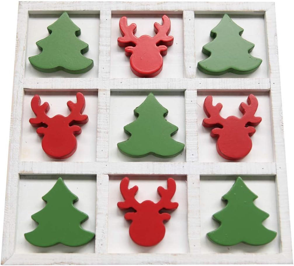 Amazon Com Nikky Home Wooden Christmas Tree And Deer Tic Tac Toe Board Travel Game For Holiday Fun Toys Games