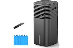 FLOWBREEZE 24" Windowless Portable Air Conditioner, 15H Timer & 120°Oscillation, 3-IN-1 Portable AC Unit with Remote, 2-Gal Tank, 3 Modes & 3 Speeds, Ultra-Quiet Ventless Swamp Cooler for Home Office, Coffee