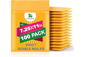DOWDEW Kraft Bubble Mailers 100 Pack 7.25 inch x 11 inch #1 Padded Shipping Envelopes Self Sealing Cushioned Packaging Bags