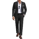 COOFANDY Men's 2 Piece Suits Classic Fit 2 Button Casual Suits Sets Blazer Jacket and Dress Pants for Wedding Business Prom Black