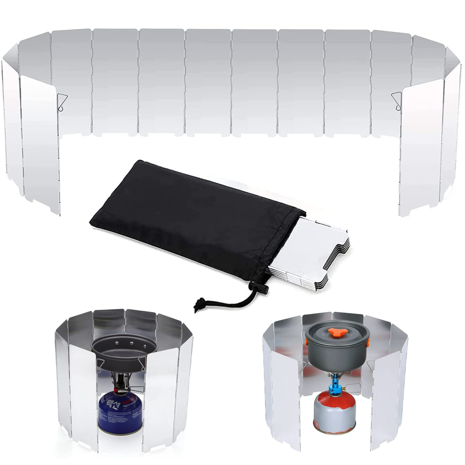 Foldable Aluminium Ultralight Windshield Warmer 16 Plates Windshield Camping Portable Windproof Foldable Outdoor for Camping Hiking Picnic Gas Stove