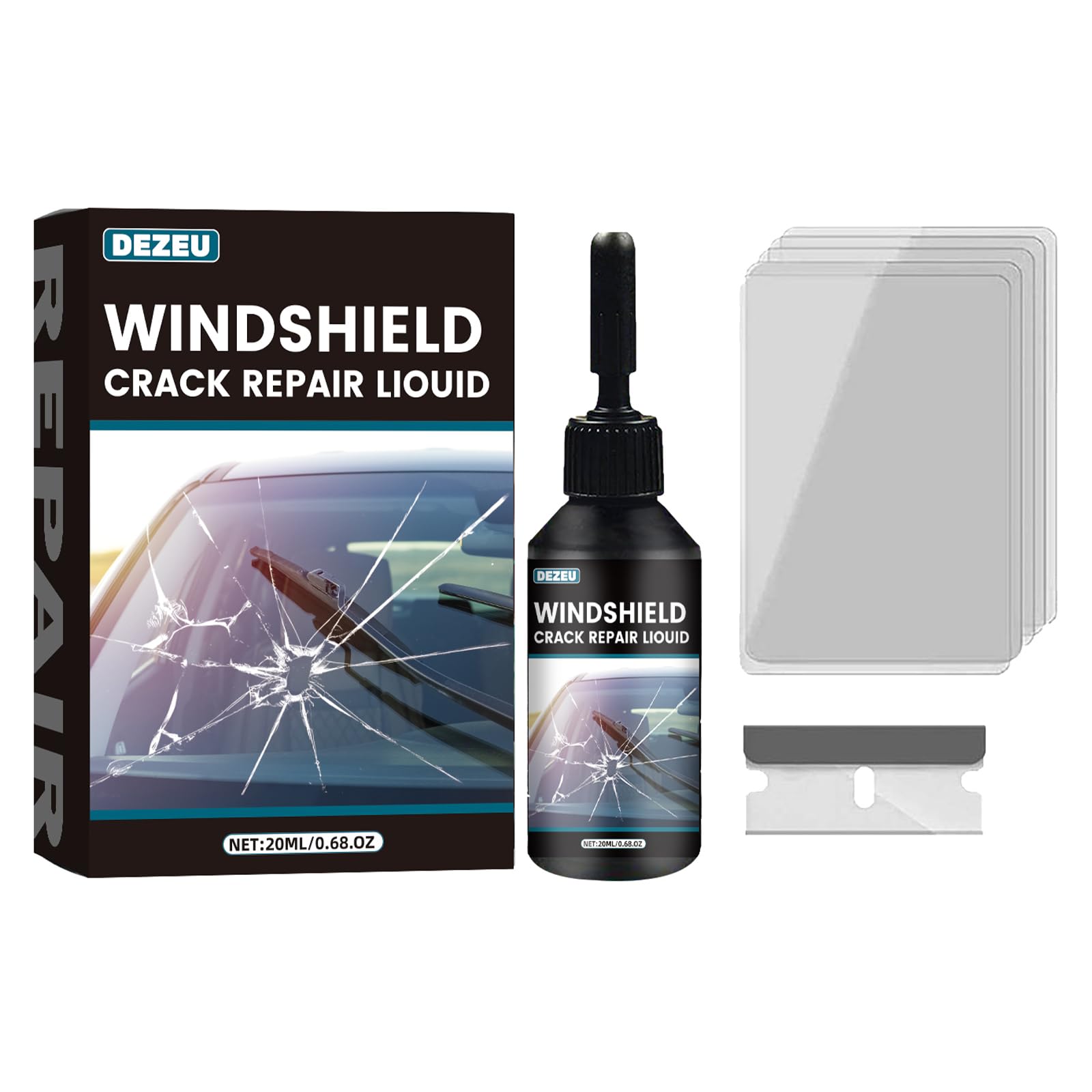 Photo 1 of 2026 Windshield Crack Repair Kit,Latest Upgraded Glass Crack Repair Kit,5MinQuick-Glass Repair Liquid,Long-Lasting for Windshields, Mirrors, Windows,All Crack Types Windshield Repair Kit (black).