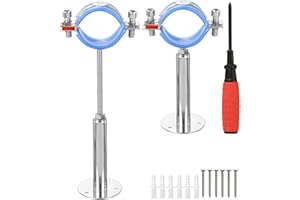 uxcell 2Pcs Pipe Support, Stainless Steel Wall Mount Ceiling Mount Pipe Support Bracket, Adjustable Height 100-200mm for OD P