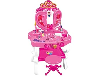 MD-DEAL Kinder Schminktisch mit Licht Sound Frisiertisch Schönheitsstudio Rosa Mädchen