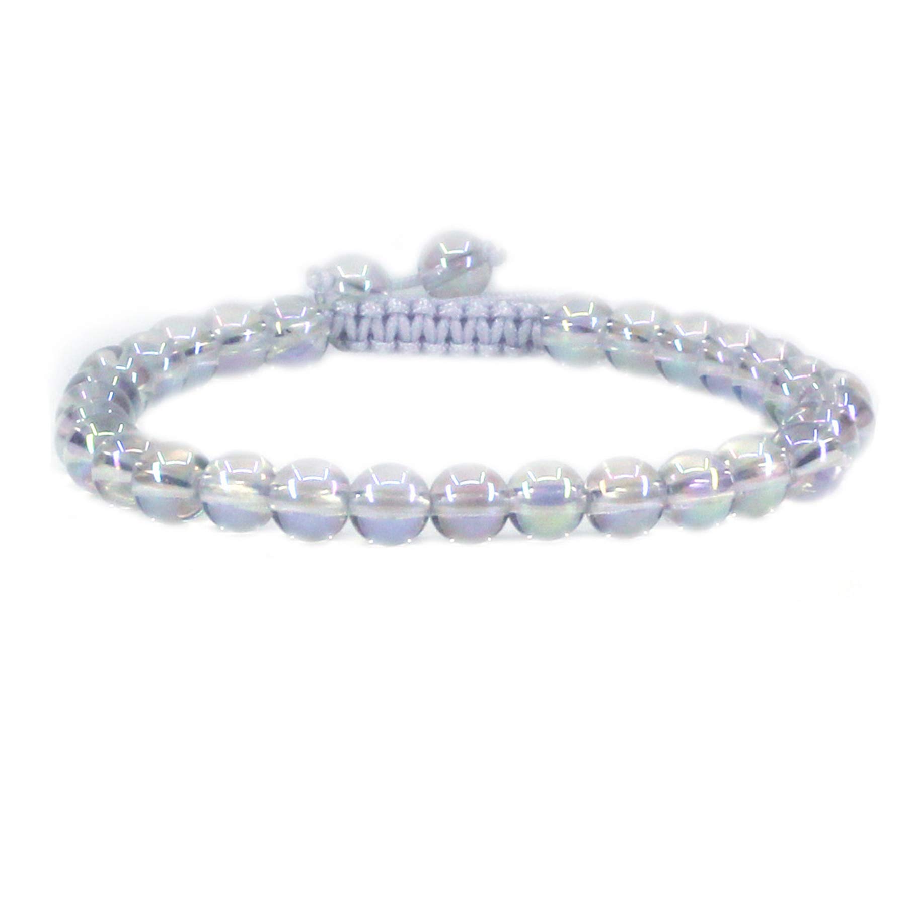 CHENYUE Natural Auqa Aura Clear Quartzite Gemstone 6mm Round Beads Adjustable Bracelet 7" Unisex — image 1