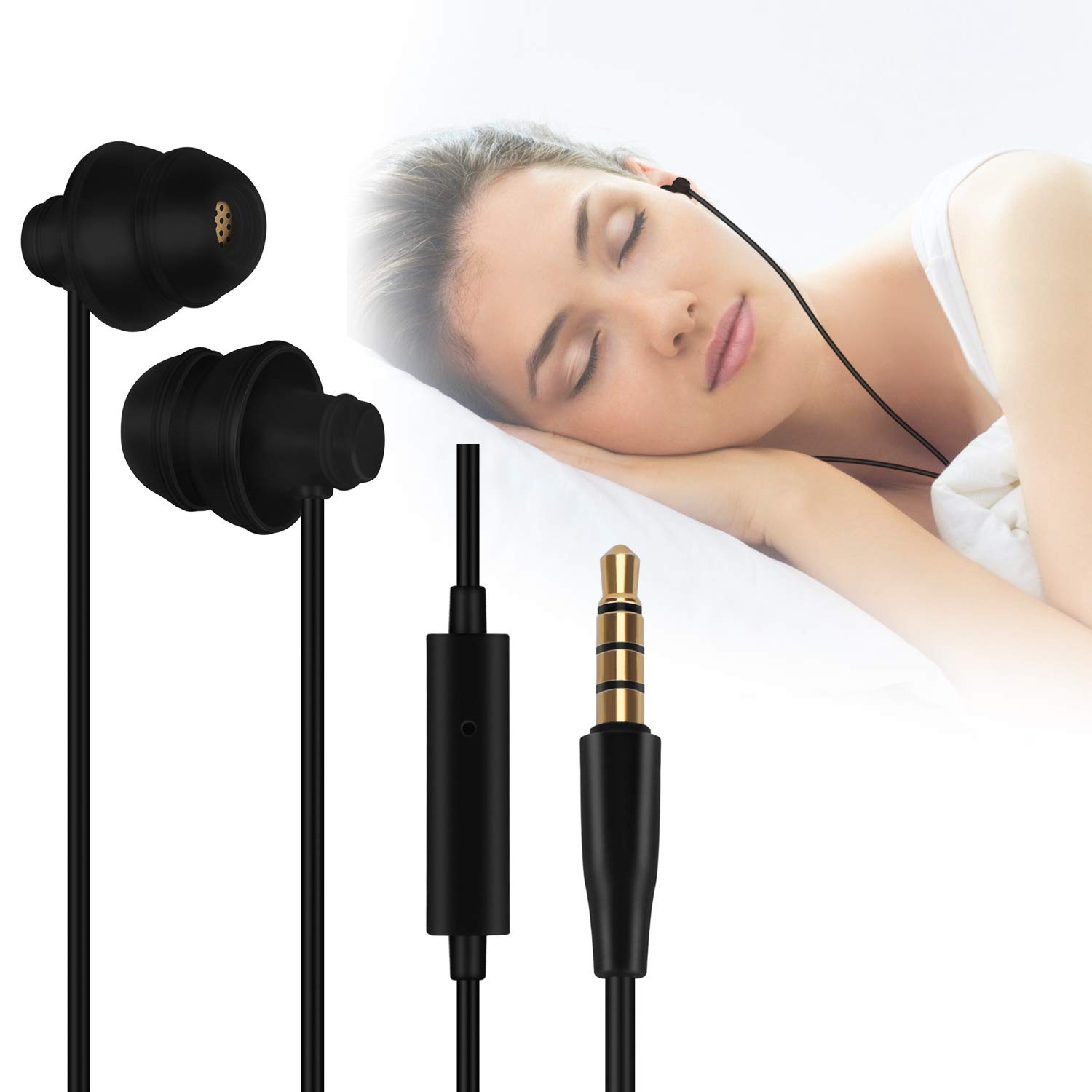GOOJODOQ Sleeping Headphones Inline Control Soft Inear Sleeping