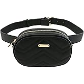 FashionPuzzle Quilted Small Versatile Purse Fanny Pack Waist Bag Crossbody (Black)