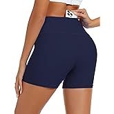 Tournesol Women's Swim Shorts High Waisted Bathing Suit Bottoms Seamless Swimsuit Boy Shorts with Pockets