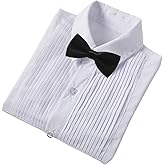 SHINFAN Boys' Formal Tuxedo Shirt Long Sleeve White Dress Shirts with Bow Tie