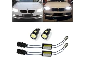 X XOTIC TECH Xotic Tech 1 Set 9-SMD Xenon White T10 BA9 LED Parking Light Bulbs w/Load Resistor Anti-Flicker Error Free Wiring Adapters Compatible with BMW F30 3 Series…
