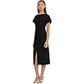 Donna Morgan Womens Flutter Sleeve Crepe Sheath Midi Dress with Keyhole