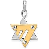 14k Two-Tone Gold Star of David Pendant with Modern Screw Accents, Bold Magen David Design for Men and Women, Jewish Faith Jewelry Symbol, Spiritual Gold Charm, Religious Heritage Necklace