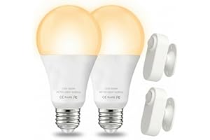 KYOEON 2-Pack Detached Motion Sensor Light Bulb, 3000K Soft Warm White 12W E26 LED, External Sensor for No Blind Spots, Indoo