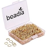 BEADIA Open Jump Rings Gold 0.8x6mm 500pcs for DIY Jewelry Making Supplies