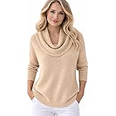 Lorvixea Women’s Triangle Neck Sweater,Elegant Retro Soft Triangle Neck Sweater,Knit Pulover Cowl Style for Fall Winter