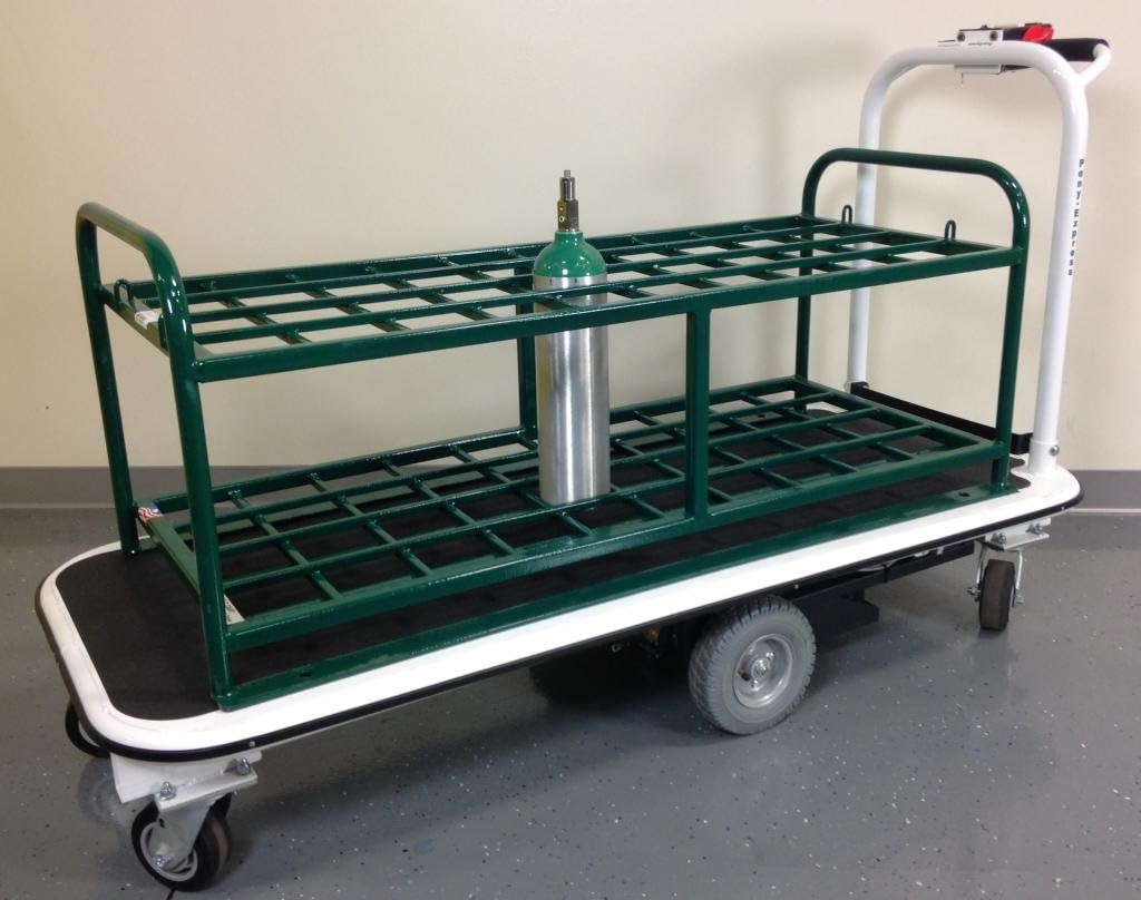 Electro Kinetic Technologies, Pony Express Motorized Medical Cylinder Cart, Holds 40 Cylinders, Coated Rack MGC-L40C