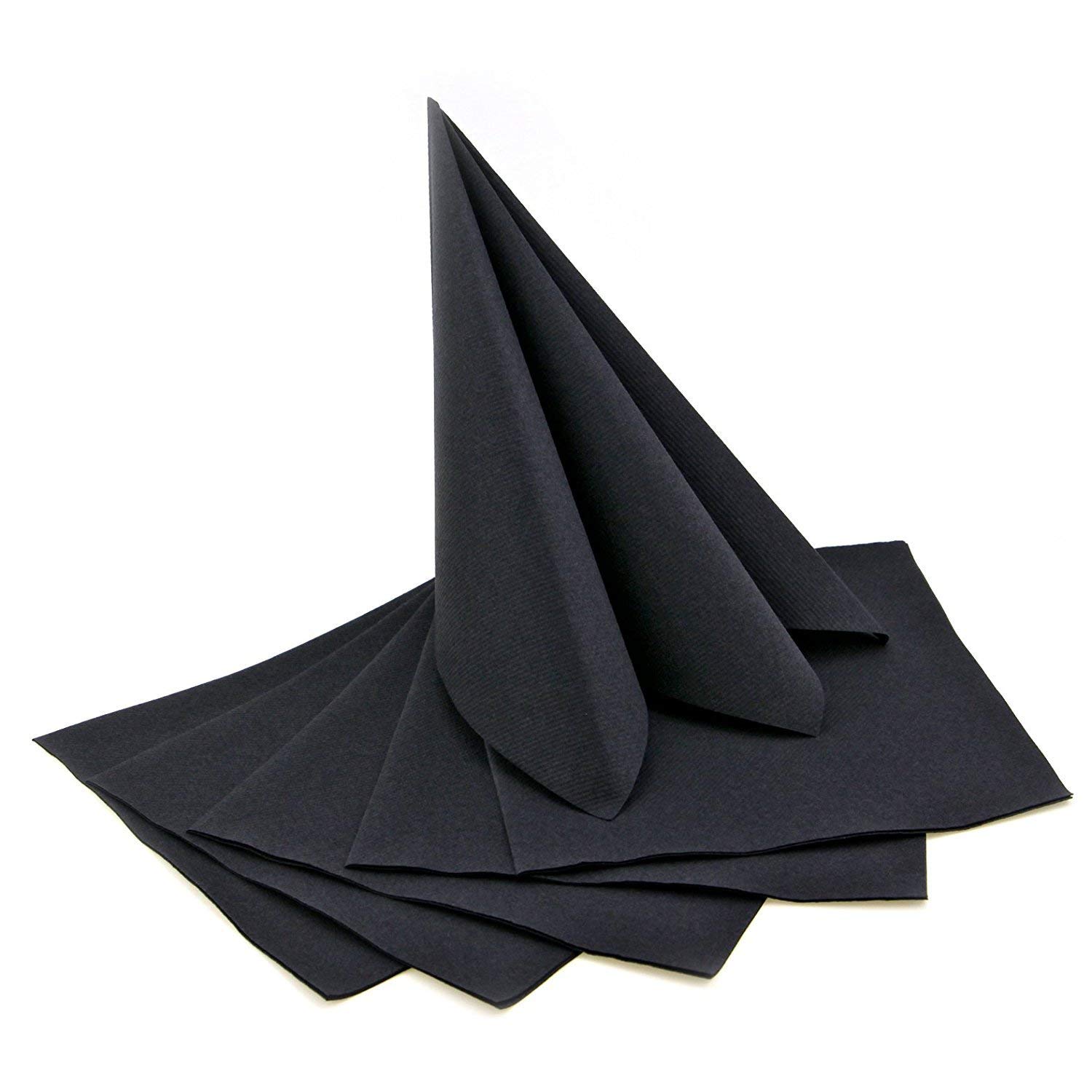 Pack of 50 napkins, black, 40 x 40 cm, fabric-like, for folding, wedding, birthday, dinner
