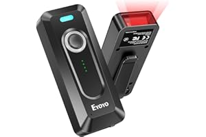 Eyoyo 2D Bluetooth Barcode Scanner Wireless with Clip, 2000mAh Battery with Level Indicator, Portable Mini QR Bar Code Reader for Library Book Inventory Compatible with iPhone, iPad, Android Phone