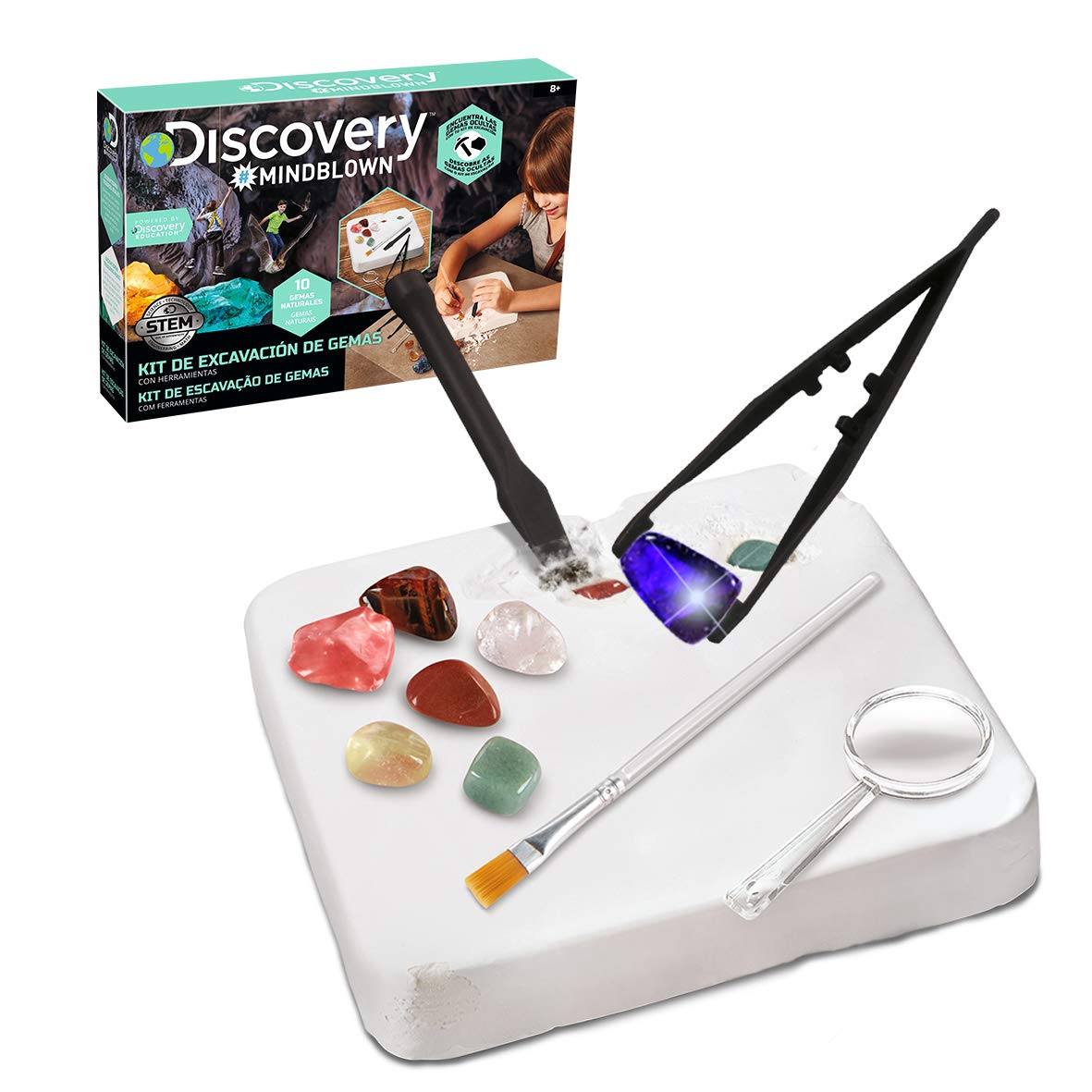 Discovery Mindblown, Educational Toys, Digging Block, Gemstones, Gem Kit for Kids, Multicolor (1)