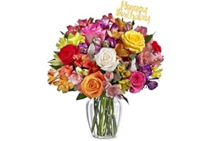 From You Flowers - Bright & Sunny Birthday Bouquet with Glass Vase | Fresh Flower Bouquets for Birthday, Anniversary, Get Well or Celebration